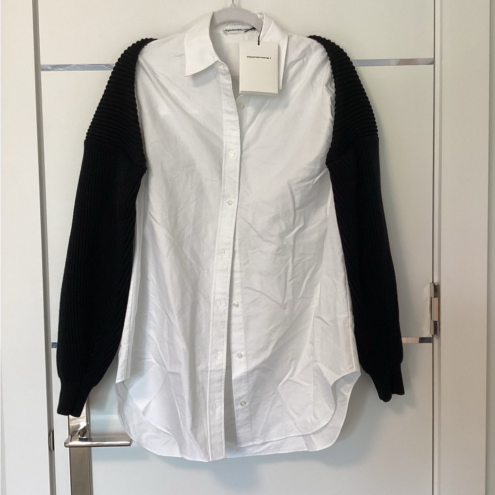 Alexander Wang White and Black Button Down Shirt